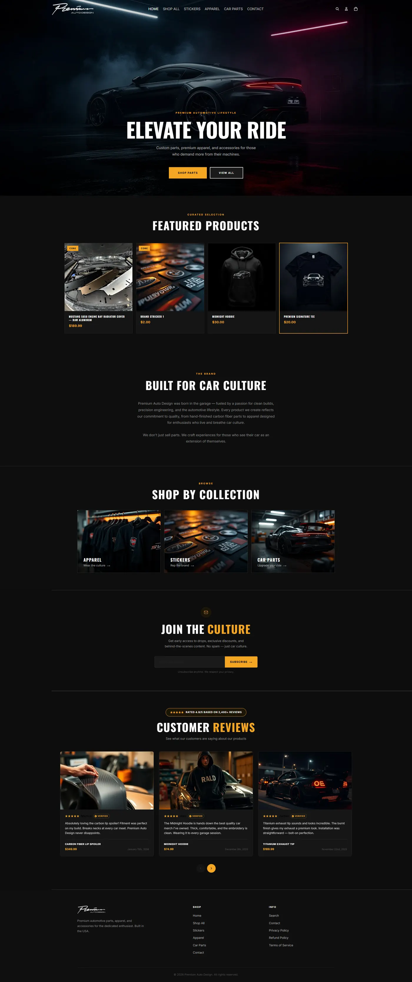 Home page after redesign